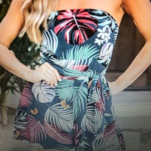 Tropical Strapless Romper